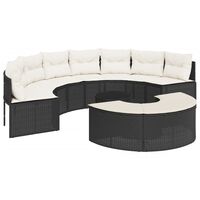 vidaXL 3-tlg. Garten-Sofagarnitur Halbrund Schwarz Poly-Rattan