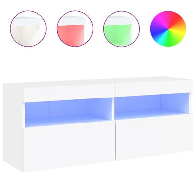 vidaXL TV-Wandschrank mit LED-Leuchten Weiß 100x30x40 cm