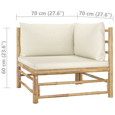 vidaXL 9-tlg. Garten-Lounge-Set mit Cremeweißen Kissen Bambus