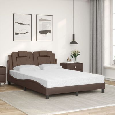 vidaXL Bett mit Matratze Braun 120x200 cm Kunstleder