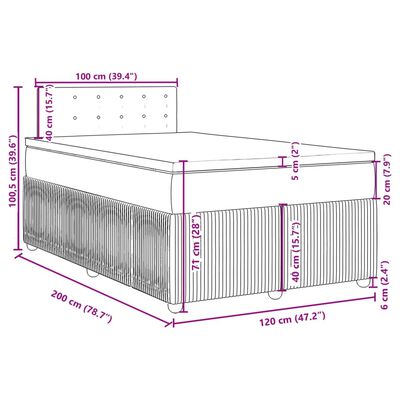 vidaXL Boxspringbett mit Matratze Schwarz 120x200 cm Stoff