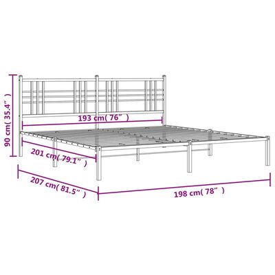 vidaXL Bettgestell mit Kopfteil Metall Schwarz 193x203 cm