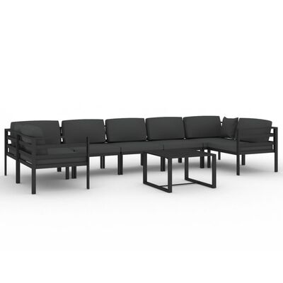 vidaXL 8-tlg. Garten-Lounge-Set mit Kissen Aluminium Anthrazit