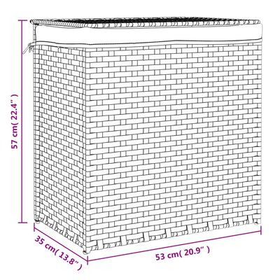 vidaXL Wäschekorb mit 2 Fächern Weiß 53x35x57 cm Poly Rattan