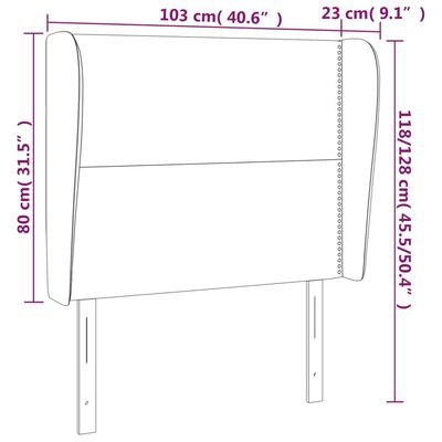 vidaXL Kopfteil mit Ohren Dunkelgrau 103x23x118/128 cm Stoff