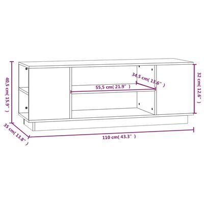 vidaXL TV-Schrank 110x35x40,5 cm Massivholz Kiefer