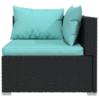 vidaXL 8-tlg. Garten-Lounge-Set mit Kissen Poly Rattan Schwarz