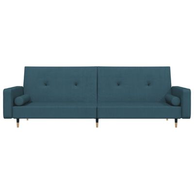 vidaXL Schlafsofa 2-Sitzer mit 2 Kissen Blau Samt