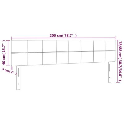 vidaXL LED Kopfteil Rosa 200x5x78/88 cm Samt