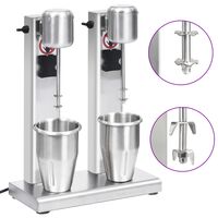 vidaXL Milchshake-Mixer mit zwei Bechern Edelstahl 2 L