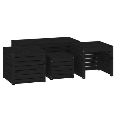 vidaXL 4-tlg. Gartenbox-Set Schwarz Massivholz Kiefer