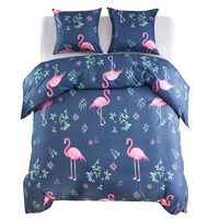 vidaXL Bettwäsche-Set Flamingo Marineblau/Rosa 200x200/80x80 cm