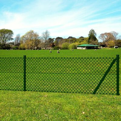 vidaXL Maschendrahtzaun mit Pfosten und Bodenhülsen Stahl 1,0x25 m