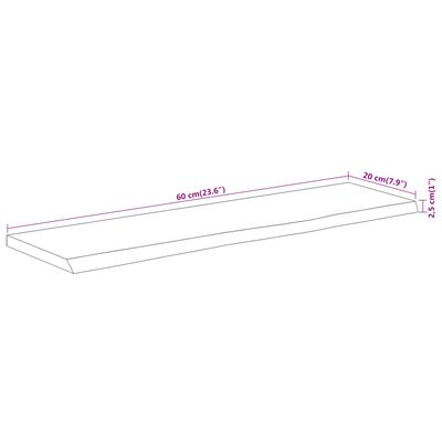 vidaXL Wandregal 60x20x2,5 cm Rechteckig Massivholz Akazie Baumkante