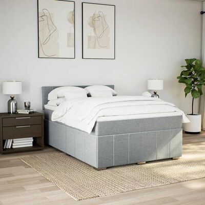 vidaXL Boxspringbett mit Matratze Hellgrau 140x200 cm Stoff