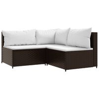 vidaXL 3-tlg. Garten-Lounge-Set mit Kissen Braun Poly Rattan