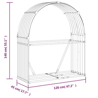 vidaXL Kaminholzunterstand Silbern 120x45x140 cm Verzinkter Stahl