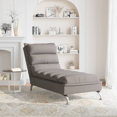 vidaXL Chaiselongue mit Kissen Taupe Stoff