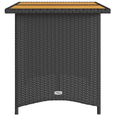 vidaXL Gartentisch mit Holzplatte Schwarz 110x68x70 cm Poly Rattan