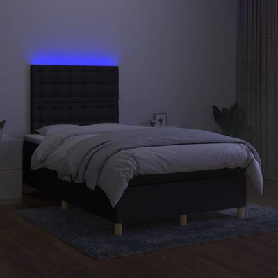 vidaXL Boxspringbett mit Matratze & LED Schwarz 120x200 cm Stoff