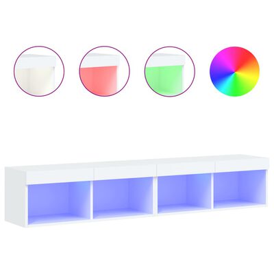 vidaXL TV-Schränke mit LED-Leuchten 2 Stk. Weiß 80x30x30 cm