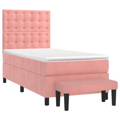 vidaXL Boxspringbett mit Matratze Rosa 100x200 cm Samt