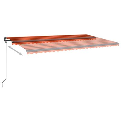 vidaXL Markise Manuell Einziehbar mit LED 6x3 m Orange und Braun