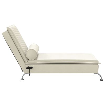 vidaXL Massage-Chaiselongue mit Nackenrolle Creme Samt