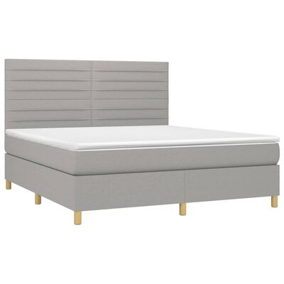 vidaXL Boxspringbett mit Matratze Hellgrau 180x200 cm Stoff