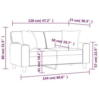 vidaXL 2-Sitzer-Sofa mit Zierkissen Weinrot 120 cm Kunstleder