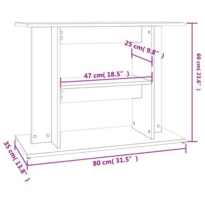 vidaXL Aquariumständer Hochglanz-Weiß 80x35x60 cm Holzwerkstoff