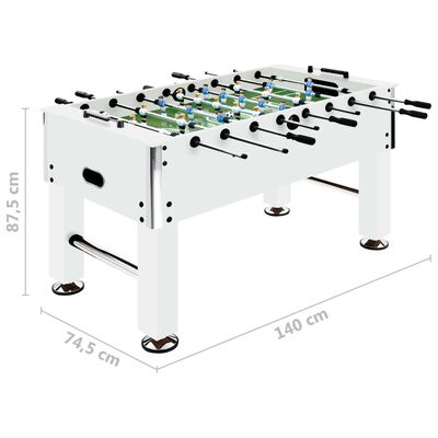 vidaXL Kickertisch Stahl 60 kg 140x74,5x87,5 cm Weiß