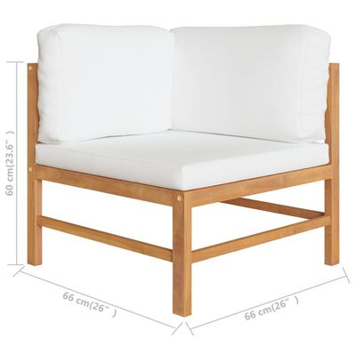 vidaXL 5-tlg. Garten-Lounge-Set mit Creme Kissen Massivholz Teak