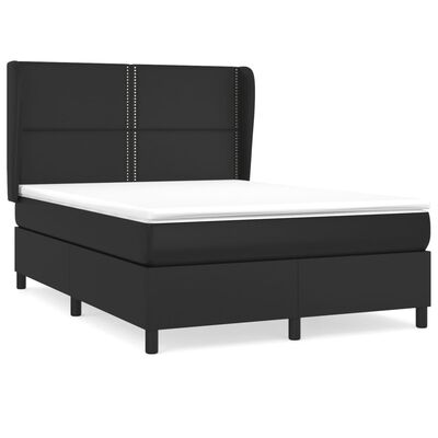 vidaXL Boxspringbett mit Matratze Schwarz 140x200 cm Kunstleder