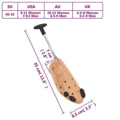 vidaXL Schuhspanner EU 40-43 Massivholz Buche