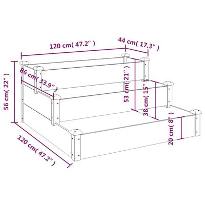 vidaXL Hochbeet 120x120x56 cm Massivholz Tanne