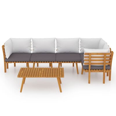 vidaXL 6-tlg. Garten-Lounge-Set mit Kissen Massivholz Akazie