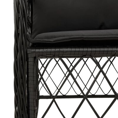 vidaXL 3-tlg. Bistro-Set mit Kissen Schwarz Poly Rattan