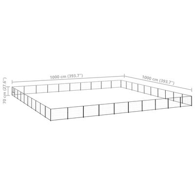 vidaXL Hundezwinger Schwarz 100 m² Stahl