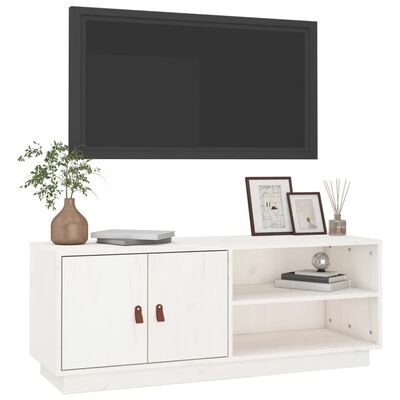 vidaXL TV-Schrank Weiß 105x34x40 cm Massivholz Kiefer