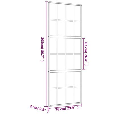 vidaXL Schiebetür Golden 76x205 cm Matt ESG-Glas und Aluminium