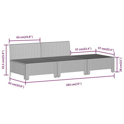 vidaXL 7-tlg. Garten-Lounge-Set mit Kissen Grau Poly Rattan