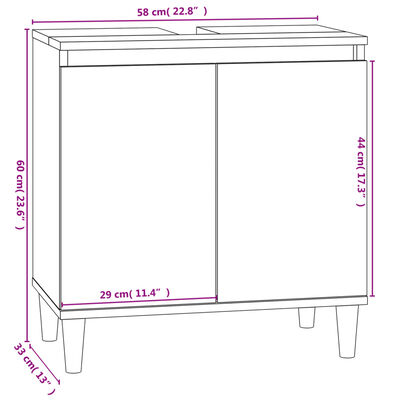 vidaXL Waschbeckenunterschrank Grau Sonoma 58x33x60 cm Holzwerkstoff