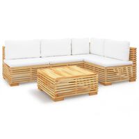 vidaXL 5-tlg. Garten-Lounge-Set mit Kissen Massivholz Teak