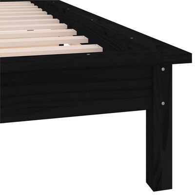 vidaXL Massivholzbett mit LEDs Schwarz 90x190 cm