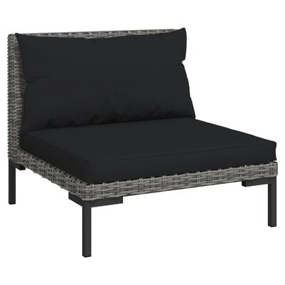 vidaXL 9-tlg. Garten-Lounge-Set mit Kissen Poly Rattan Dunkelgrau