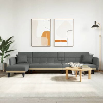 vidaXL Schlafsofa in L-Form Dunkelgrau 275x140x70 cm Stoff