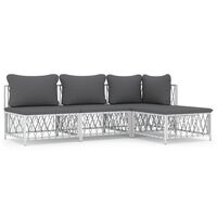 vidaXL 4-tlg. Garten-Lounge-Set mit Kissen Weiß Stahl