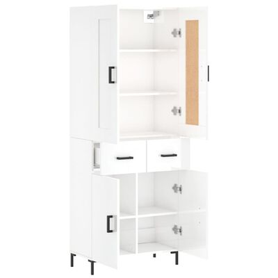 vidaXL Highboard Hochglanz-Weiß 69,5x34x180 cm Holzwerkstoff