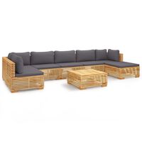 vidaXL 8-tlg. Garten-Lounge-Set mit Kissen Massivholz Teak